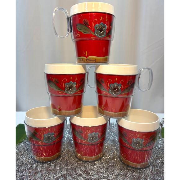 Scandinavian Floral Design 6 Mugs Helen Blanck Retro Style Decor Made in USA - Picture 1 of 7